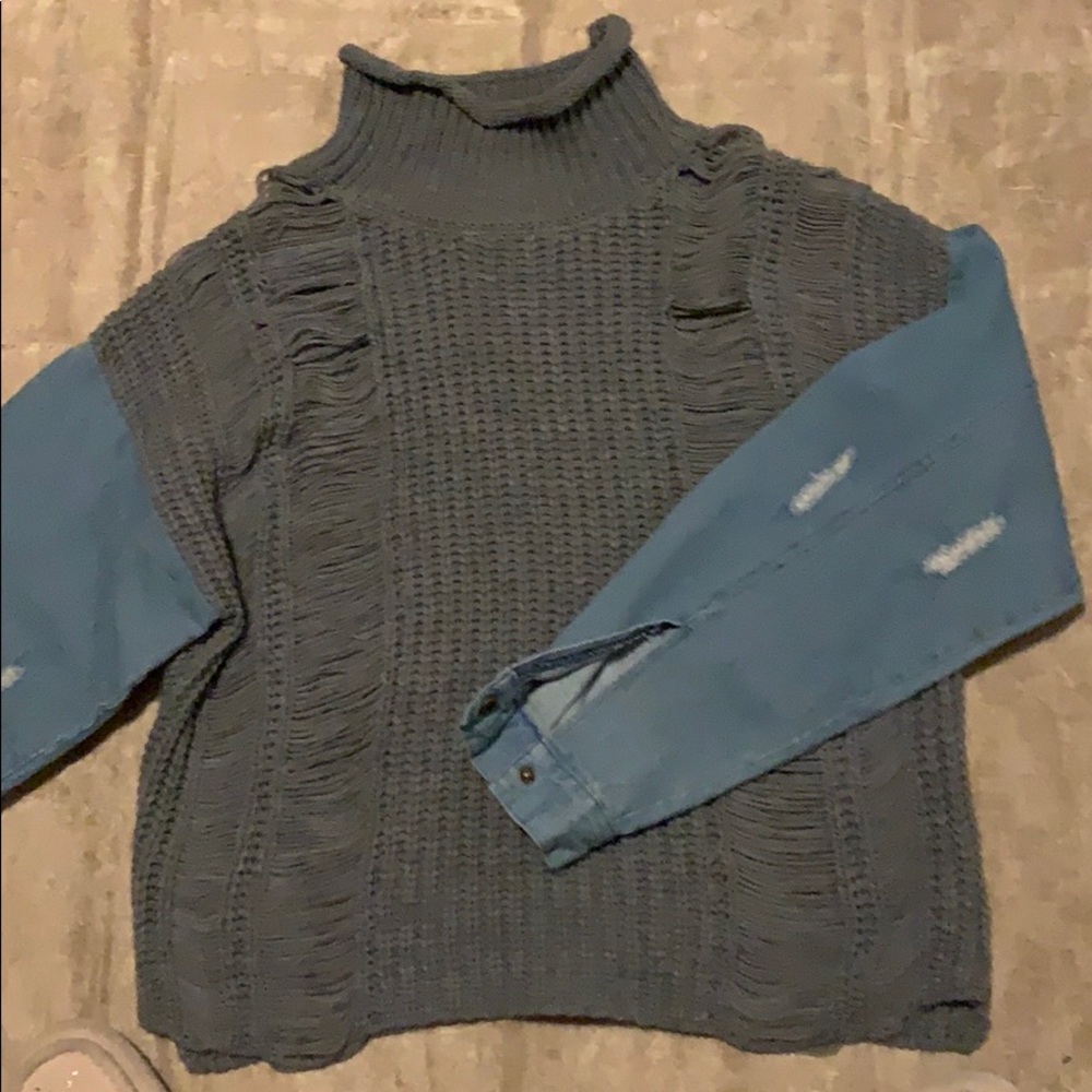 Denim and holly sweater